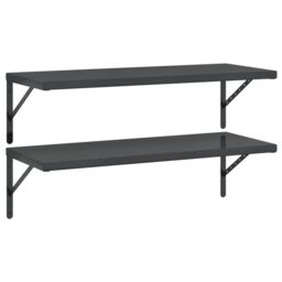 Berkfield Home Wall Shelves 2 pcs 100x40 cm Black Stainless Steel - thumbnail 2