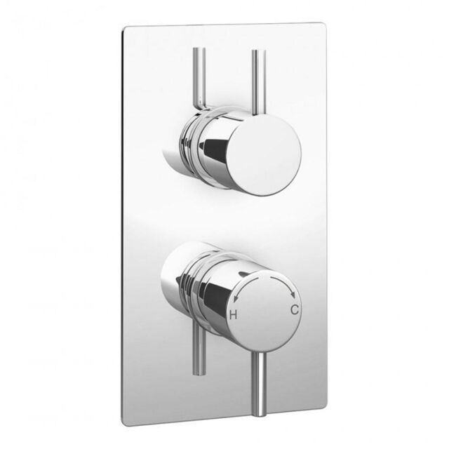 Clifton Concealed Thermostatic Shower Mixer Valve & Diverter in Metallic Silver