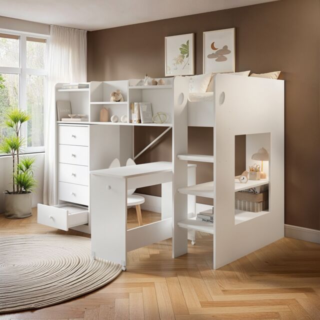 Flair Wizard Mid High Cabin Station with Storage in White - Size: Single - image 1