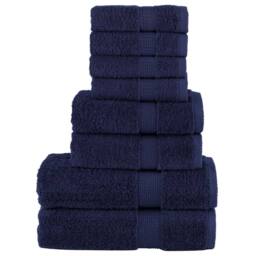 Berkfield Home Soft 8 Piece Premium Towel Set SOLUND Navy Blue 600 gsm - thumbnail 2