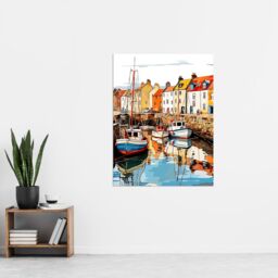 "Artery8 Scotland Fishing Harbour Boats Acrylic Artwork Anstruther Harbour Fife 1965 Extra Large XL Unframed Wall Art Poster Print - Size: W24"" x H32""" - thumbnail 4