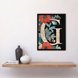 "Artery8 Women's Wall Art Print Letter G with Abstract Flowers Painting Foliage Floral Word Art Framed - Size: W12"" x H16""" - thumbnail 4
