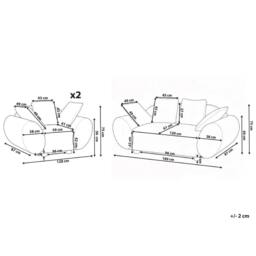 Wyld and Coco light beige fabric living room set sofa and two armchairs rubberwood - thumbnail 4