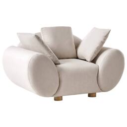Wyld and Coco light beige fabric living room set sofa and two armchairs rubberwood - thumbnail 7