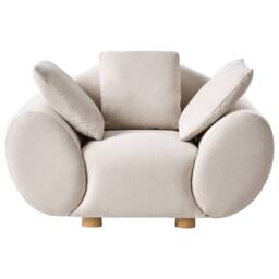 Wyld and Coco light beige fabric living room set sofa and two armchairs rubberwood - thumbnail 8