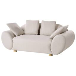 Wyld and Coco light beige fabric living room set sofa and two armchairs rubberwood - thumbnail 3