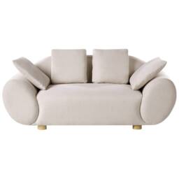 Wyld and Coco light beige fabric living room set sofa and two armchairs rubberwood - thumbnail 5