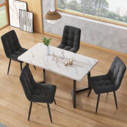 Matteo Modern Rectangular Dining Table, 117x68cm in White - Size: 117x68 cm - thumbnail 3