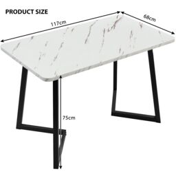 Matteo Modern Rectangular Dining Table, 117x68cm in White - Size: 117x68 cm - thumbnail 4