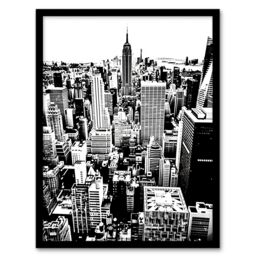 Artery8 New York Aerial View Black White High Contrast Framed Art Print - Size: A4 - thumbnail 1