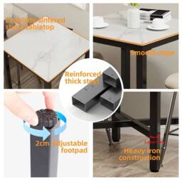 Nordara Real Marble Bar Table - Size: 0.6m2 - thumbnail 3