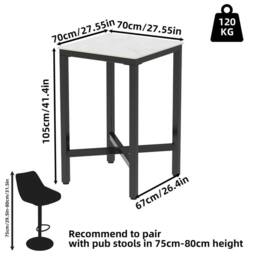 Nordara Real Marble Bar Table - Size: 0.6m2 - thumbnail 2