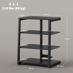"HOMCOM Corner TV Unit for 28"" TVs with Shelves, Extension Lead Holder in Black" - thumbnail 3