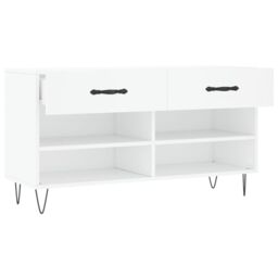 Berkfield Home Shoe Bench White 102x35x55 cm Engineered Wood - Size: 102 x 35 x 55 cm - thumbnail 5