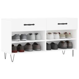 Berkfield Home Shoe Bench White 102x35x55 cm Engineered Wood - Size: 102 x 35 x 55 cm - thumbnail 3