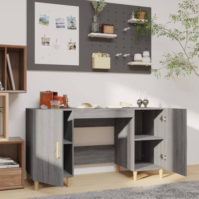 Berkfield Home Decorative Desk Grey Sonoma 140x50x75 cm Engineered Wood - Size: 140 x 50 x 75 cm - image 1