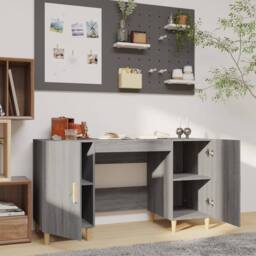 Berkfield Home Decorative Desk Grey Sonoma 140x50x75 cm Engineered Wood - Size: 140 x 50 x 75 cm - thumbnail 1