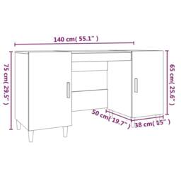 Berkfield Home Decorative Desk Grey Sonoma 140x50x75 cm Engineered Wood - Size: 140 x 50 x 75 cm - thumbnail 9
