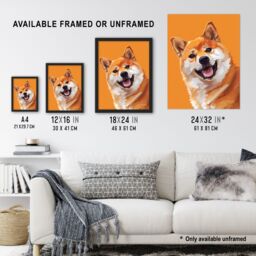 Artery8 Happy Shiba Inu Dog Lover Pet Portrait Orange Framed Art Print - Size: A4 - thumbnail 3