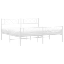 Berkfield Home Metal Bed Frame with Headboard & Footboard White 193x203 cm - thumbnail 4