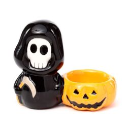 KDMD Ceramic Skull Boy Tea Light Candle Holder in Black - thumbnail 2
