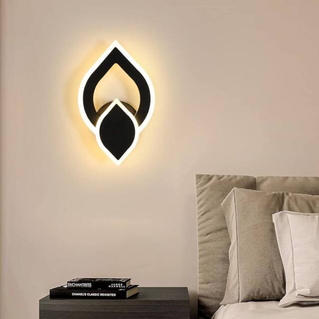 Goeco LED Wall Light 16W Modern Flower-Shaped Wall Light 3000K for Bedroom in Black - image 1