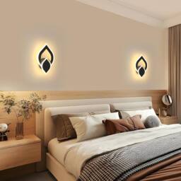 Goeco LED Wall Light 16W Modern Flower-Shaped Wall Light 3000K for Bedroom in Black - thumbnail 2