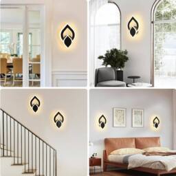 Goeco LED Wall Light 16W Modern Flower-Shaped Wall Light 3000K for Bedroom in Black - thumbnail 8
