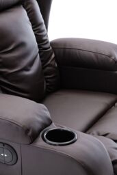 More4Homes Caesar Electric Bonded Leather Automatic Recliner Heat & Massage Chair in Brown - thumbnail 4