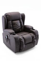 More4Homes Caesar Electric Bonded Leather Automatic Recliner Heat & Massage Chair in Brown - thumbnail 2