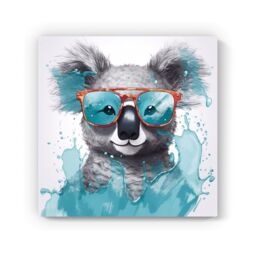 Warren Reed - Designer Splashart Koala In Glasses Canvas - Size: w40 inch x h40 inch - thumbnail 2