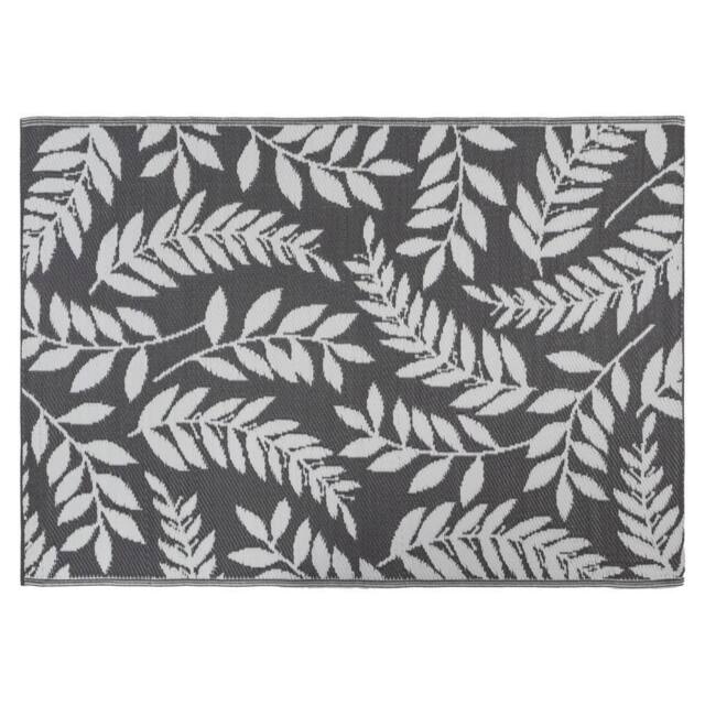 JVL The Gardener Small Leaf Decorative Outdoor Rug 120x170cm in Grey - Size: 120 cm x 170 cm - image 1