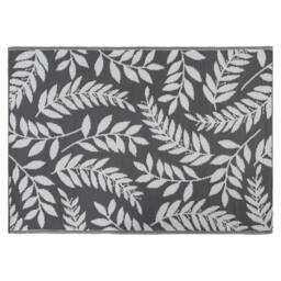 JVL The Gardener Small Leaf Decorative Outdoor Rug 120x170cm in Grey - Size: 120 cm x 170 cm - thumbnail 1