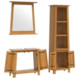 Berkfield Home 3 Piece Bathroom Furniture Set Solid Wood Pine in Brown - thumbnail 4