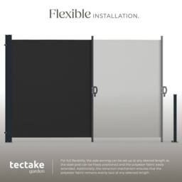tectake Extendable Side Awning with Roll-up Mechanism, Opaque in Black - Size: 300 cm x 180 cm - thumbnail 4