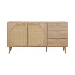 sweeek 150cm wood & rounded cane rattan sideboard in Brown - thumbnail 6