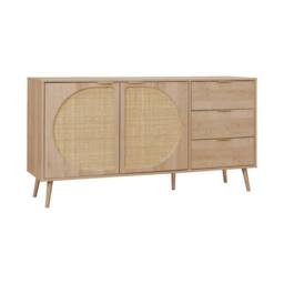 sweeek 150cm wood & rounded cane rattan sideboard in Brown - thumbnail 2