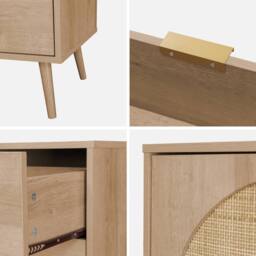 sweeek 150cm wood & rounded cane rattan sideboard in Brown - thumbnail 9