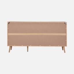 sweeek 150cm Wood & Rounded Cane Rattan Sideboard in Light Brown - thumbnail 4