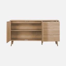 sweeek 150cm Wood & Rounded Cane Rattan Sideboard in Light Brown - thumbnail 3