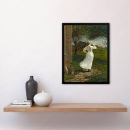 "Artery8 Blowing the Dinner Horn Winslow Homer Framed Wall Art Print in Orange - Size: W12"" x H16""" - thumbnail 4
