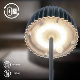 BRILONER Riffle Dimmable Rechargeable USB C Design Award LED Floor Lamp in Black - thumbnail 7