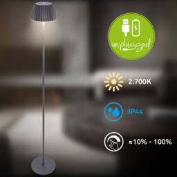 BRILONER Riffle Dimmable Rechargeable USB C Design Award LED Floor Lamp in Black - thumbnail 2