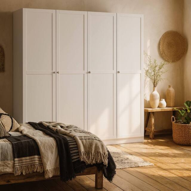 Wyld Haus Cherryfern White 4 Door Wooden Wardrobe - image 1