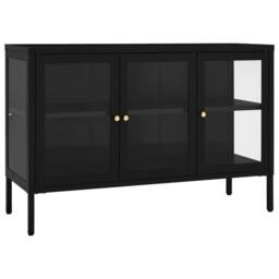 Berkfield Home Sideboard Black 105x35x70 cm Steel & Glass - Size: 105 x 35 x 70 cm