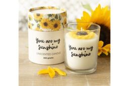KDMD You Are My Sunshine Candle with 3D Sunflower in White - thumbnail 1