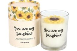 KDMD You Are My Sunshine Candle with 3D Sunflower in White - thumbnail 3