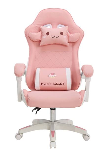 Living and Home Ergonomic Gaming Chair, Adjustable Swivel Chair with Lumbar Support in Pink - image 1