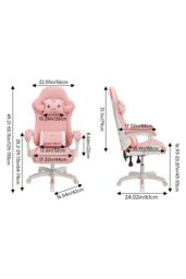 Living and Home Ergonomic Gaming Chair, Adjustable Swivel Chair with Lumbar Support in Pink - thumbnail 6