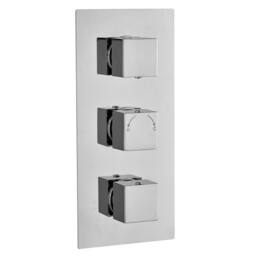 Bathroom Kingdom Menai Chrome Square Thermostatic Shower Valve - 3 Outlet in Silver